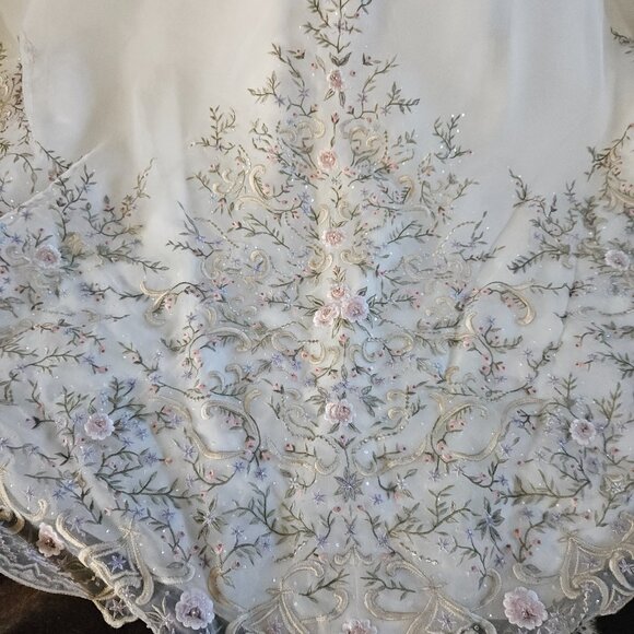 Oleg Cassini 18W Vintage Embroidered Wedding Dress 8CV008 - Picture 7 of 17